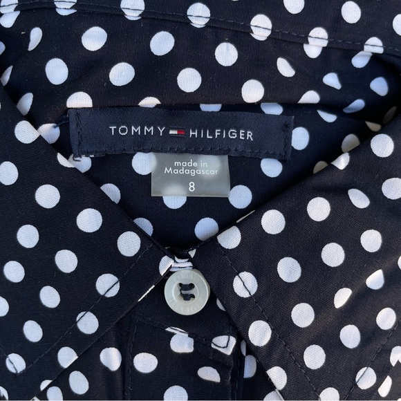 Tommy Hilfiger Shirtdress 100% Cotton Sleeveless Polka Dot Classic Navy NWT - Picture 10 of 11